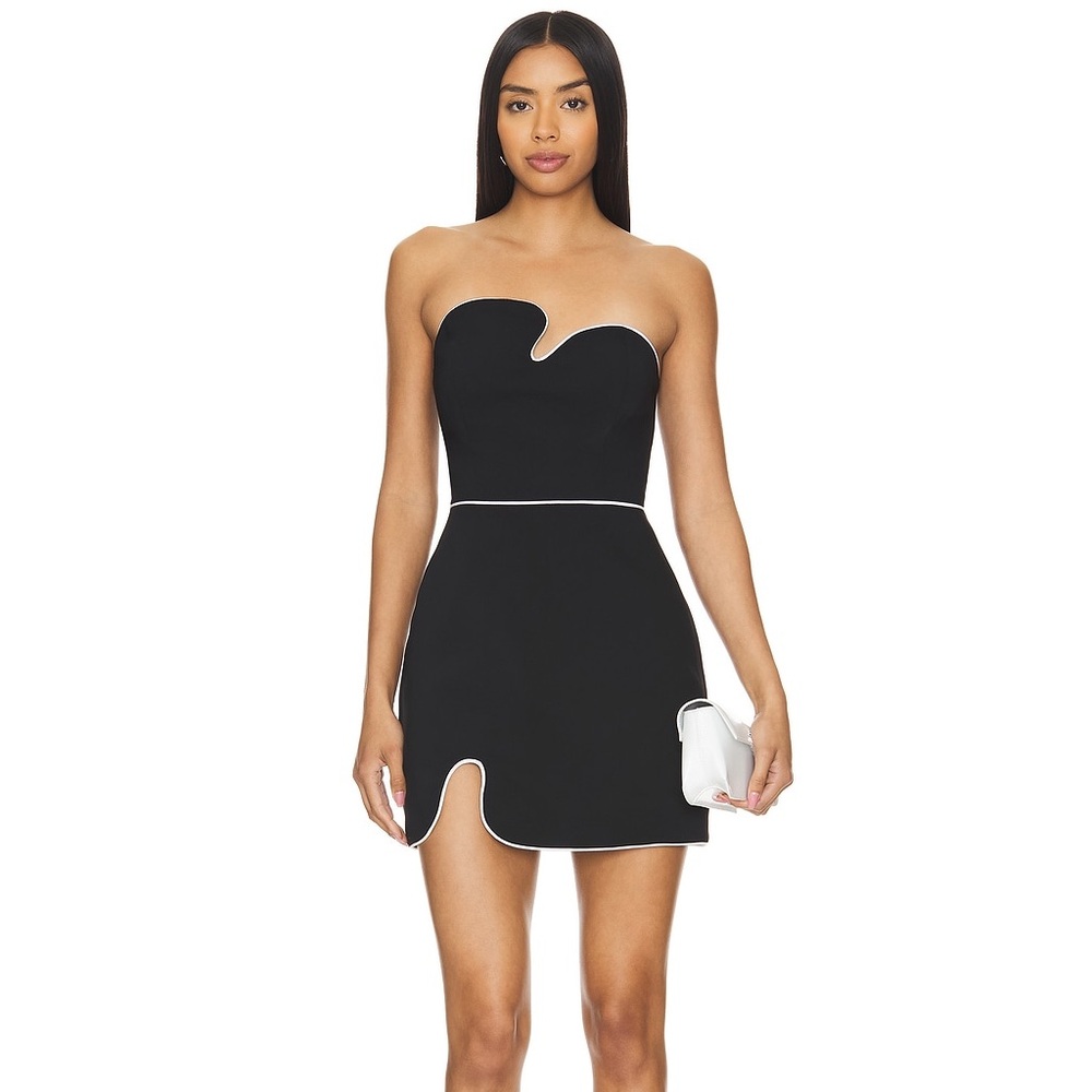 Amanda Uprichard strapless puzzle Black and white Strapless Dress